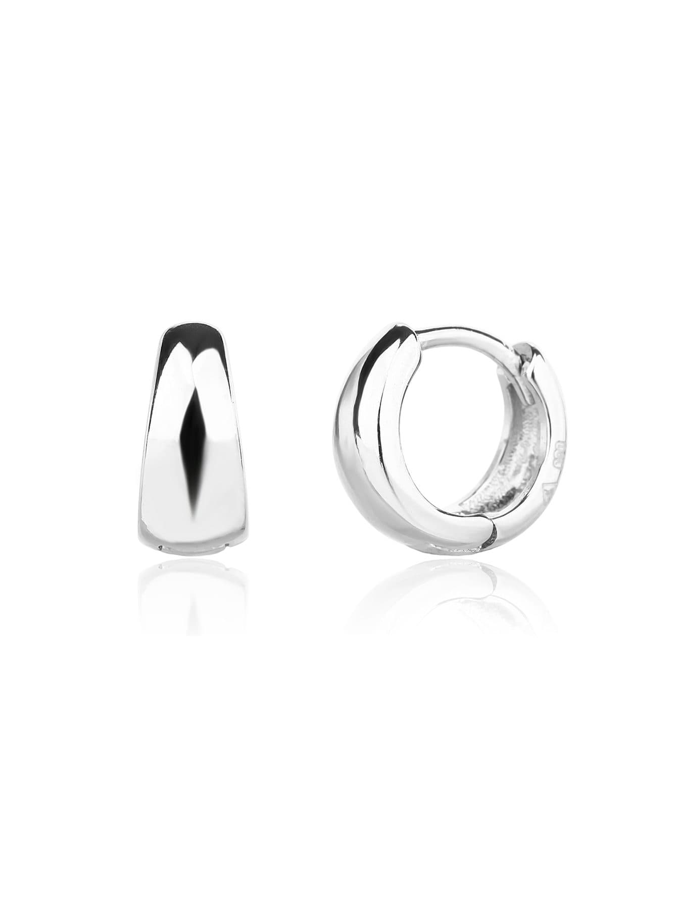 Fényes domború tömör karika fülbevaló, AG 925 ródiumozott ezüst (0,9 × 0,4 cm) 1