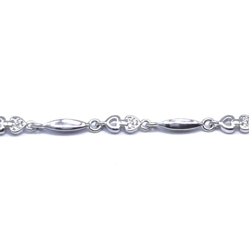 Ezüst dupla szivecskés karkötő kövekkel 1