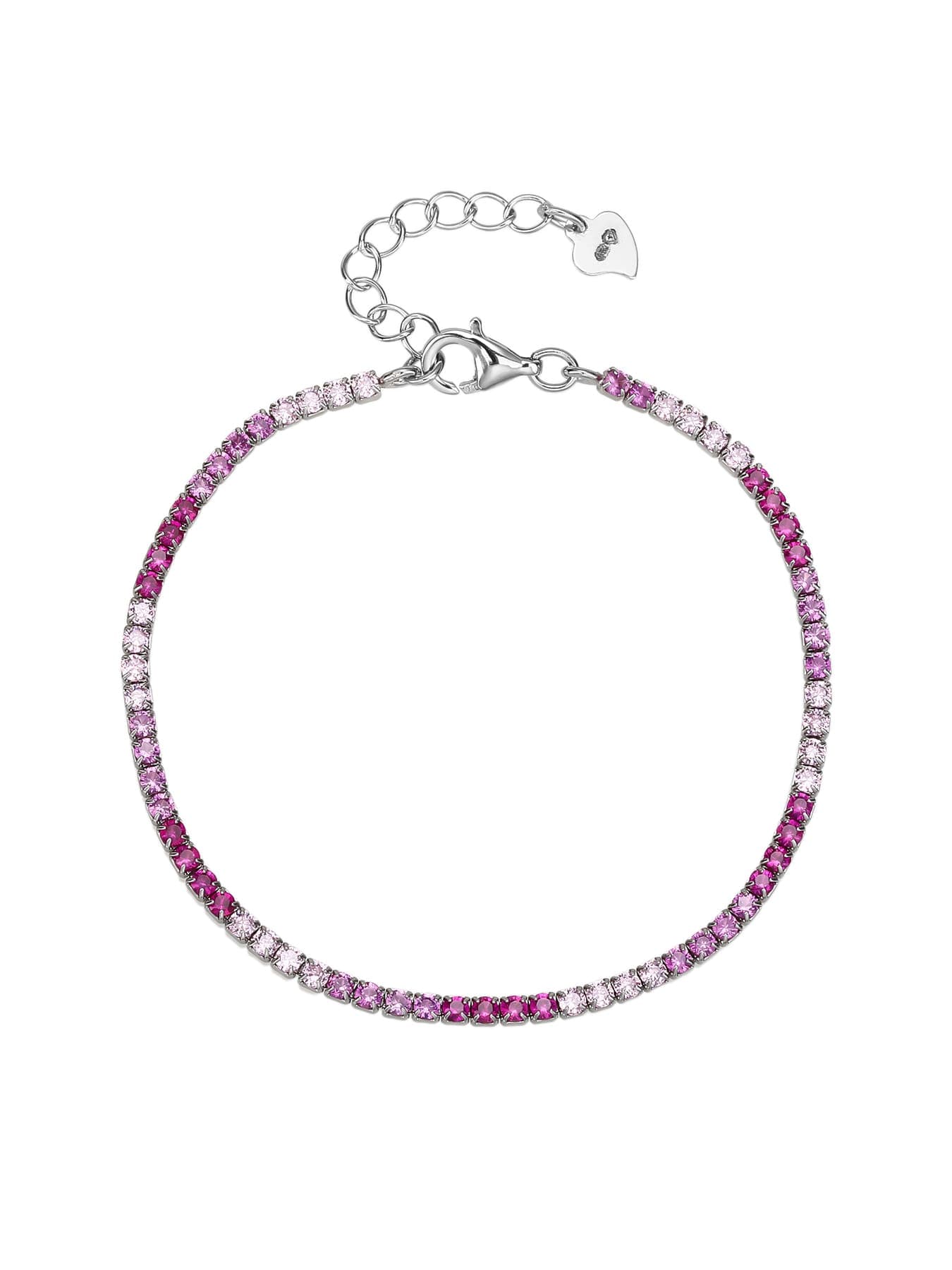 Rózsaszín-fehér cirkónia köves teniszkarkötő – 16+4 cm 1