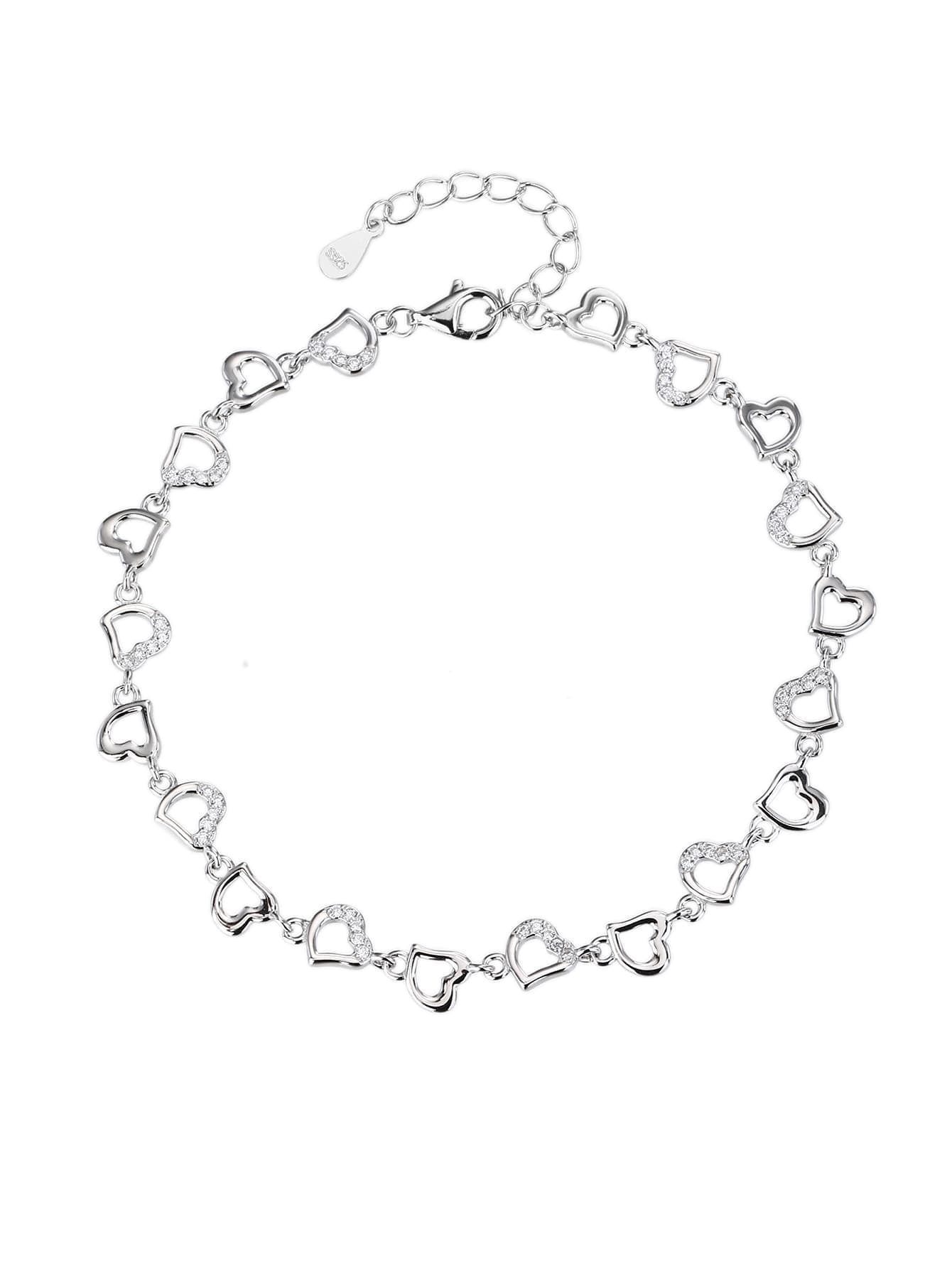 Szív mintás cirkónia köves karkötő – 17,5+4 cm 1