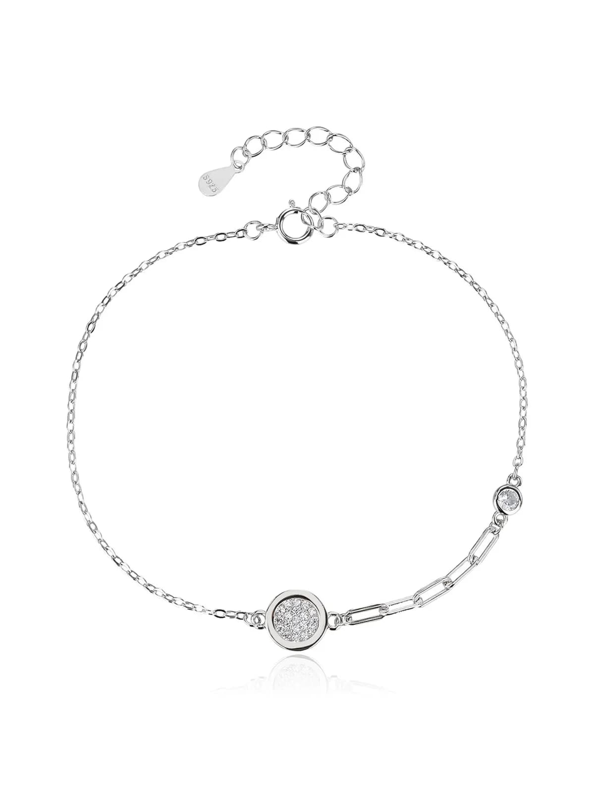 Kör medálos karkötő,hosszított szemű lánccal, AG 925 ródiumozott ezüst (17 + 4 cm) 1