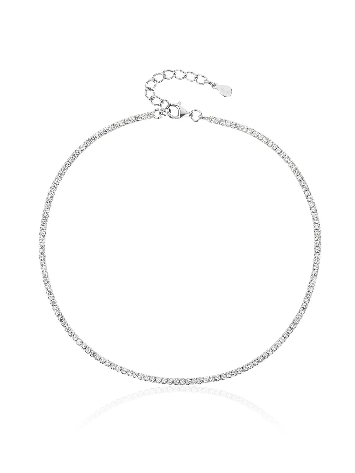 Ezüst cirkónia köves bokalánc, AG 925, ródium bevonattal (24+3,5 cm) 1