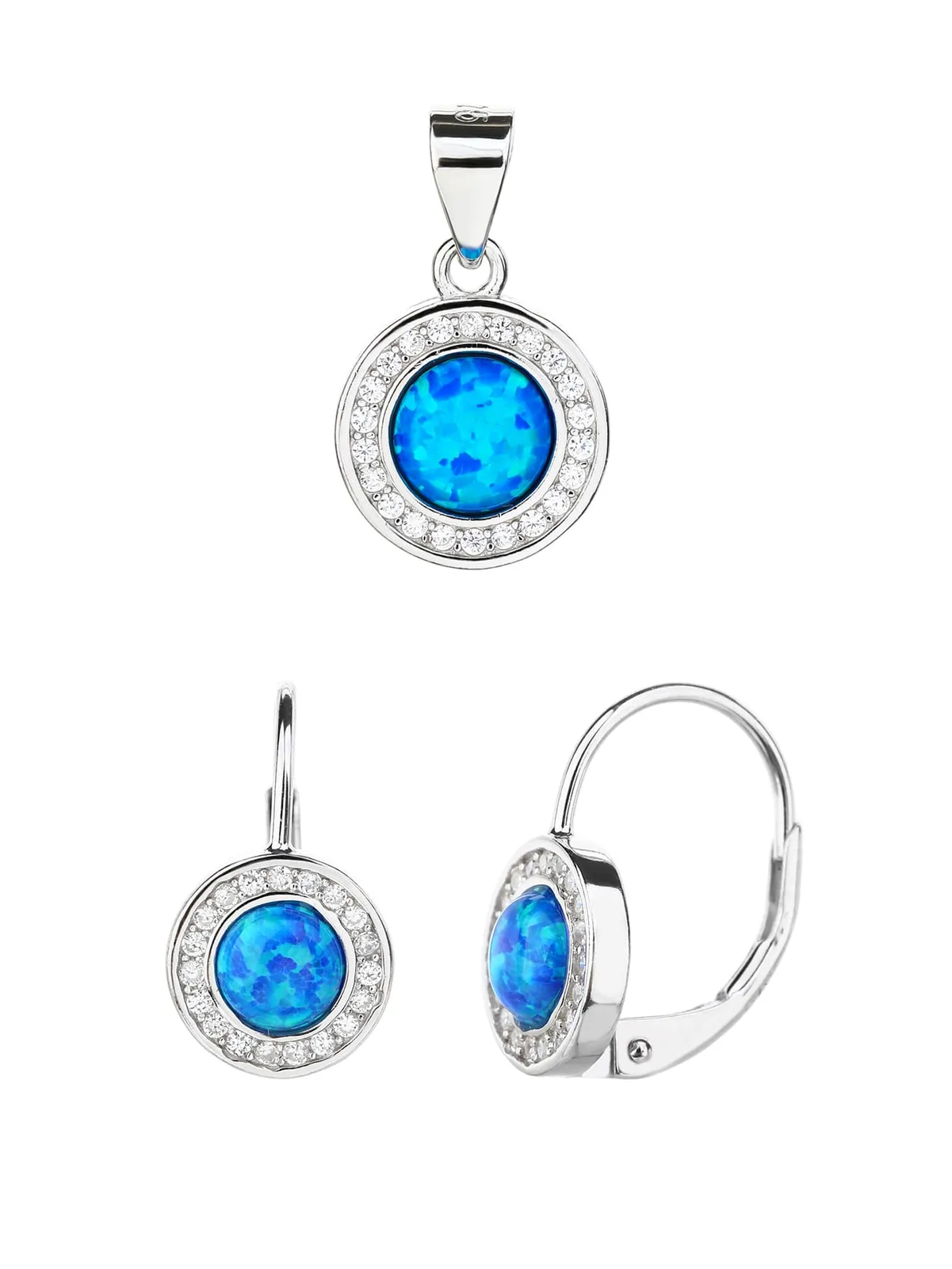 Opal jewel set AG925 silver, rhodium plated (without chain) 1