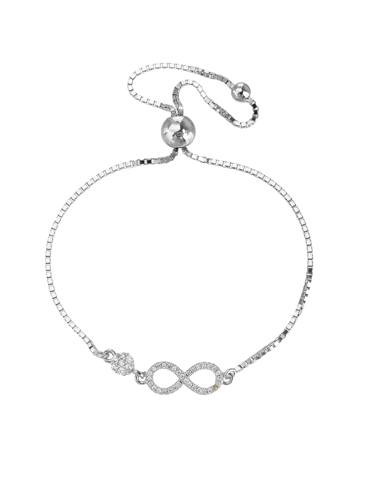 AG 925 silver adjustable bracelet with infinity symbol, rhodium-plated 1