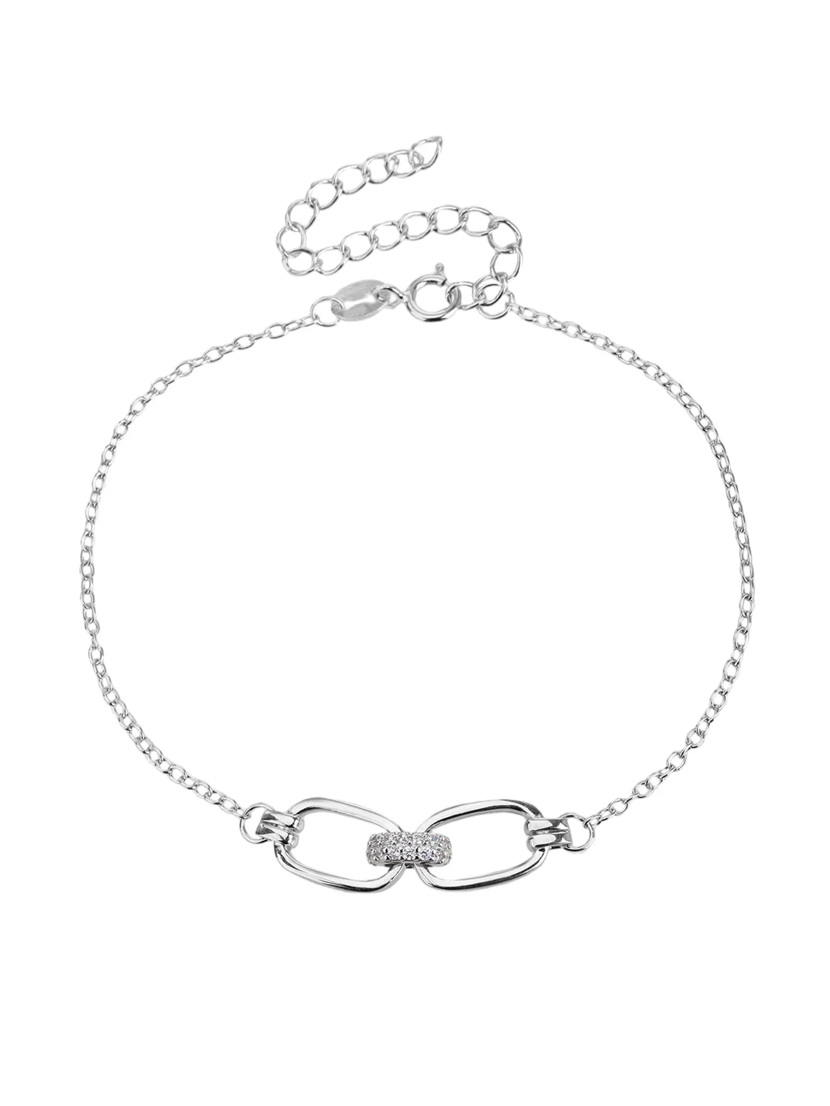 Armband aus 925er Silber im Anker-Design mit Zirkonia-Steinen und Rhodiumbeschichtung 1