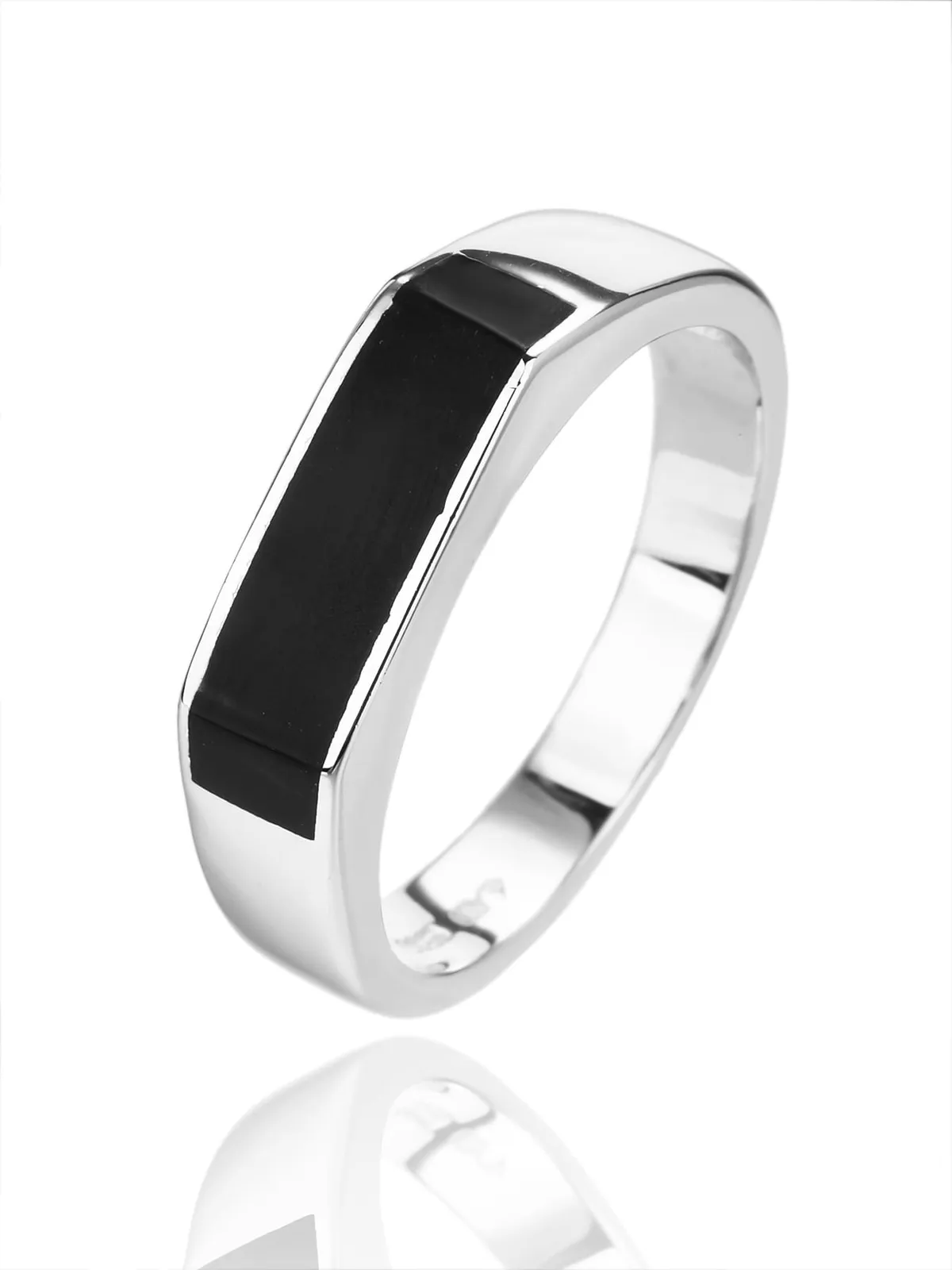 Anillo de plata para hombre con incrustación de ónix 1