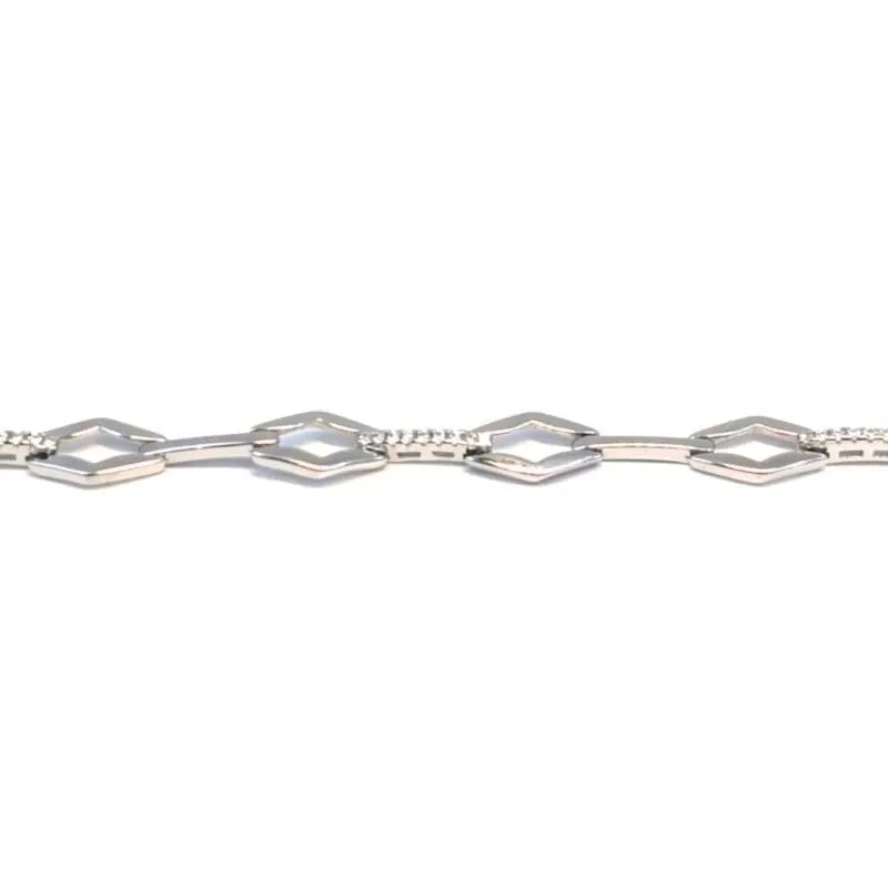 Silver white stone rhombus bead bracelet 1