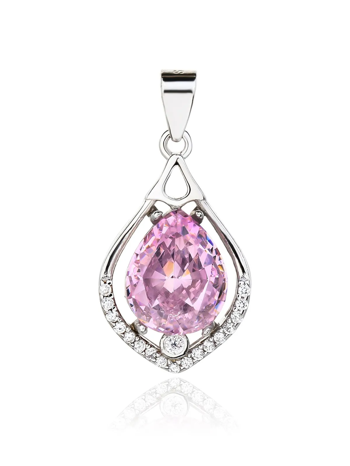 Colgante con circonitas rosa, plata de ley 925 con baño de rodio 1