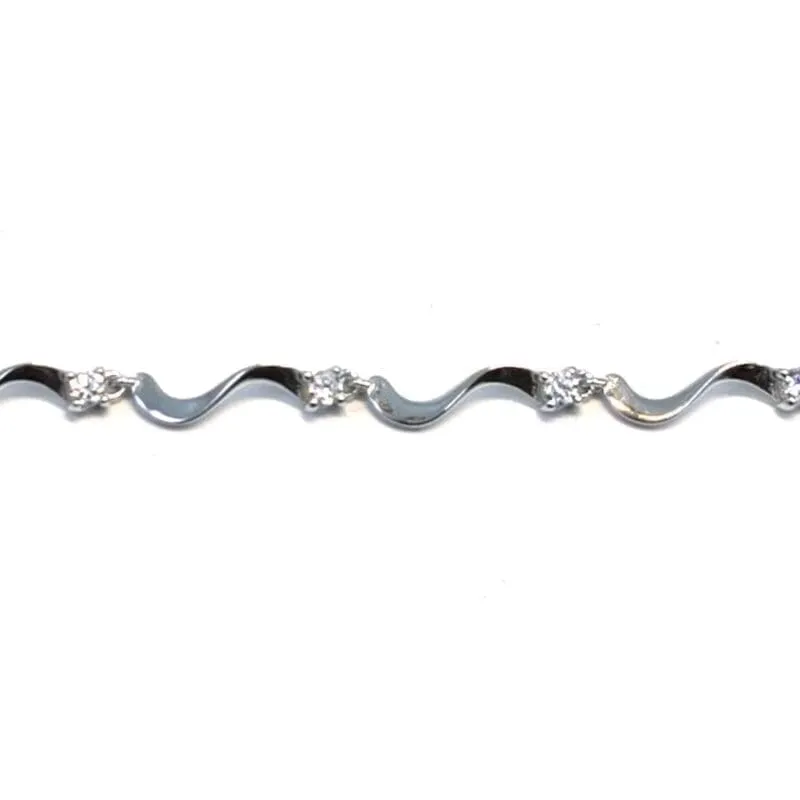 Silbernes Armband mit weißen Steinen und gewellter Krallenfassung 1