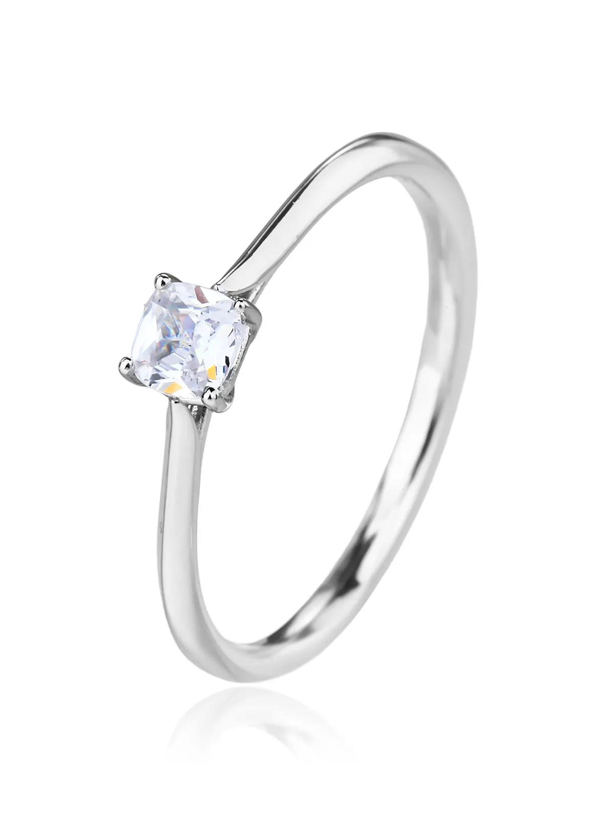 Anillo con circonita blanca cuadrada, plata de ley 925 con baño de rodio 1