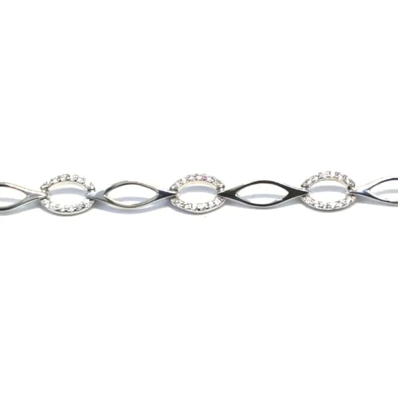Silbernes Armband mit weißem Stein und Fantasiemuster 1