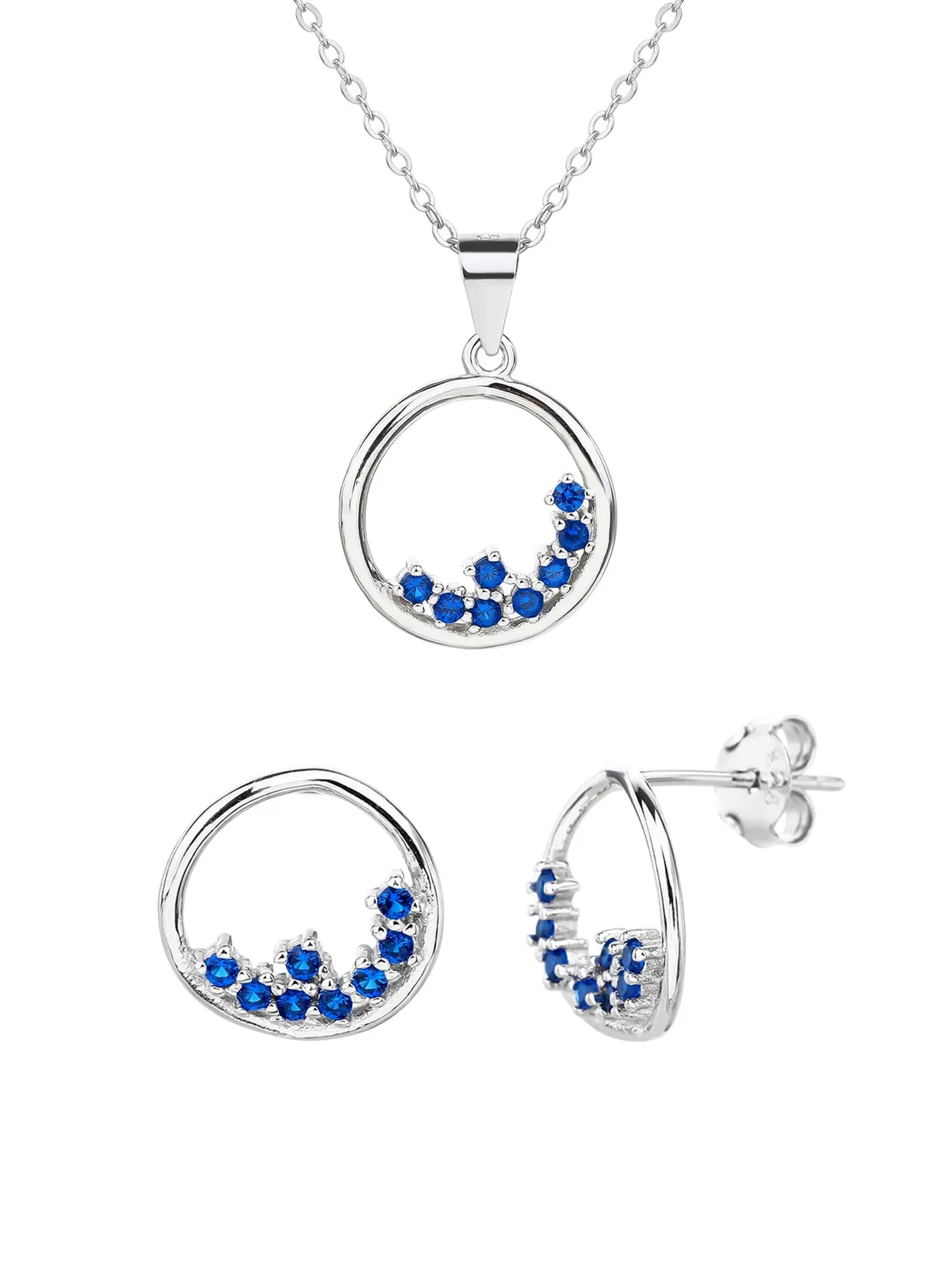 Round blue stone jewel set - elegance and glamour 1