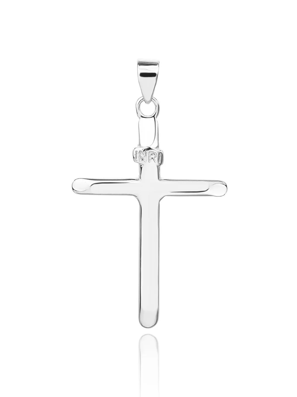Rhodinierter Kreuzanhänger mit "INRI"-Inschrift 1