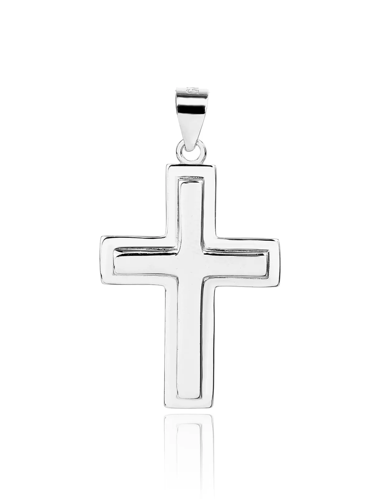 Rhodinierter Kreuz-Anhänger mit Rahmen 1