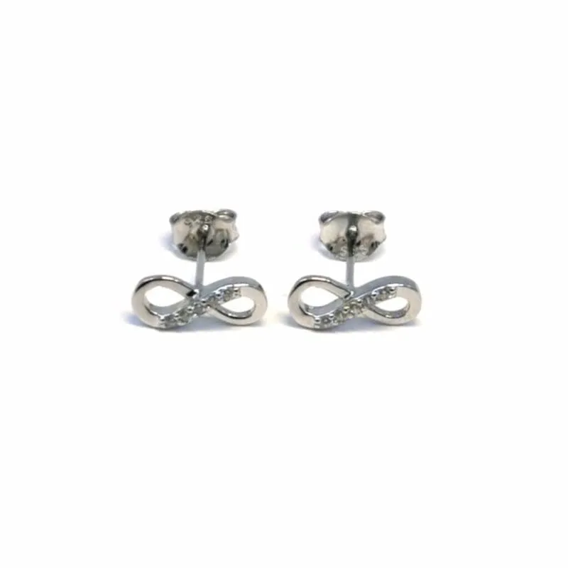 Silver white stone infinity sterling silver earrings 1