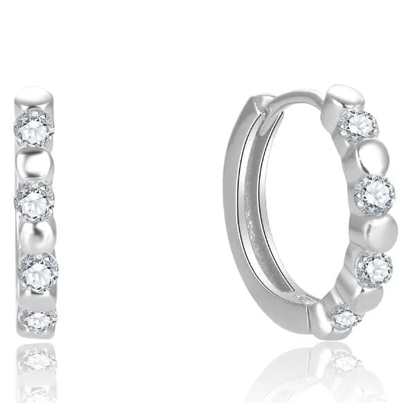 Aros de plata con piedras blancas 1