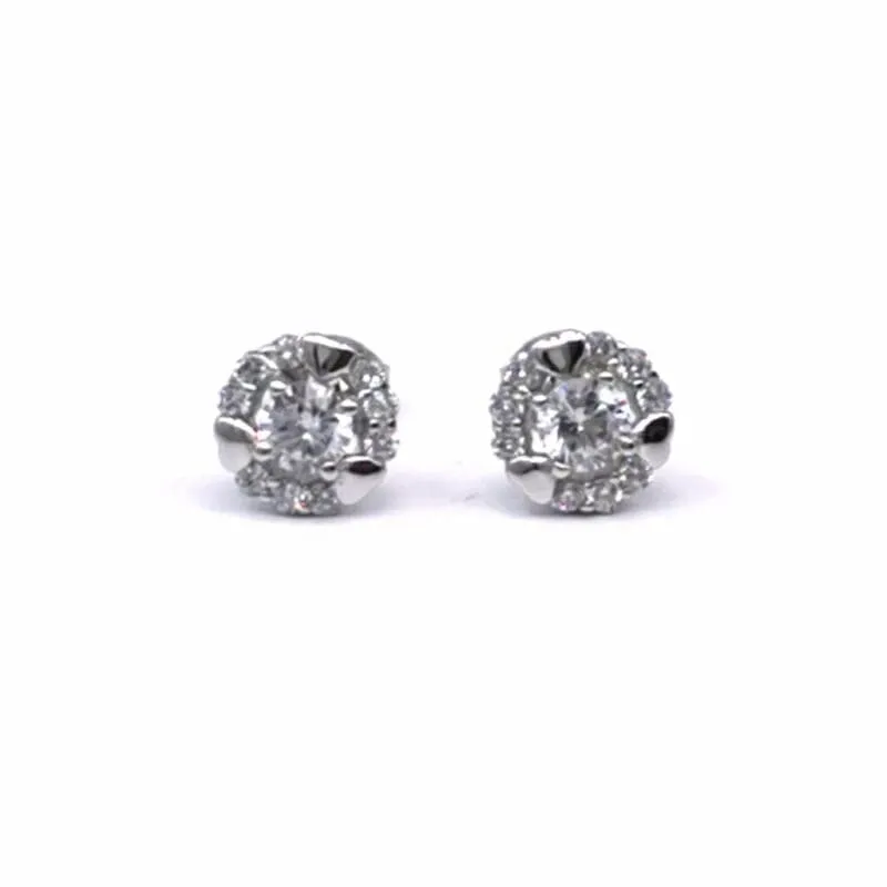 Pendientes de corazón de plata con circonitas blancas 1