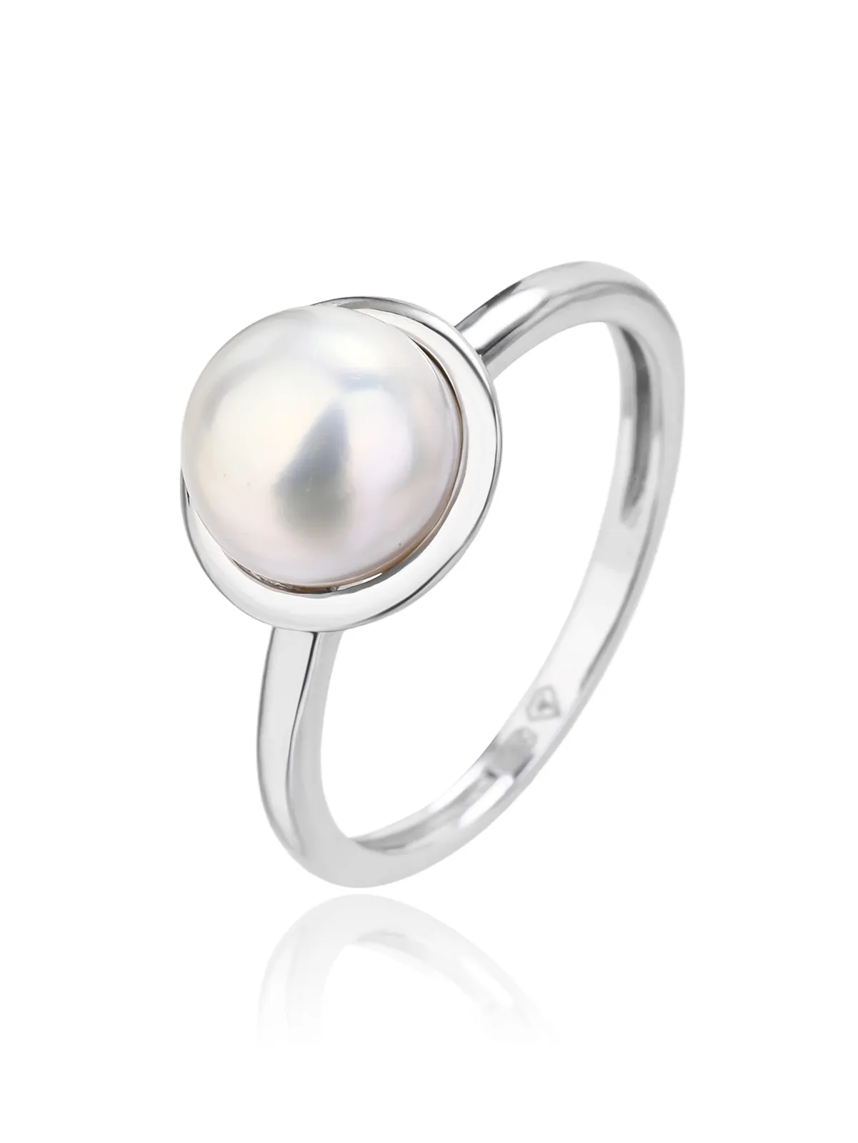 Anillo con perla blanca cultivada de agua dulce, plata de ley 925 con baño de rodio 1