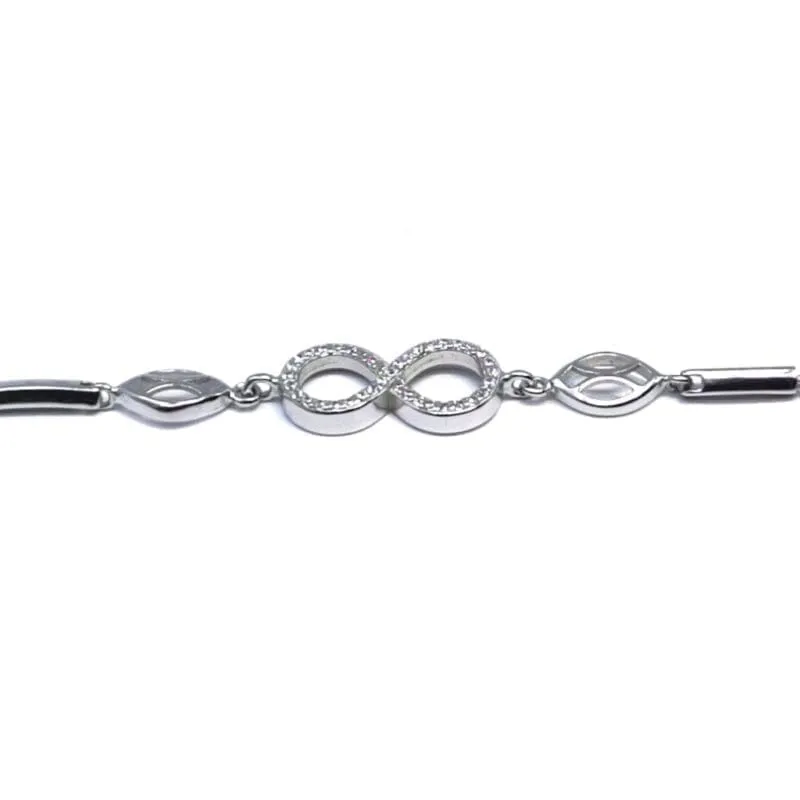 Silver white stone infinity sign bracelet 1