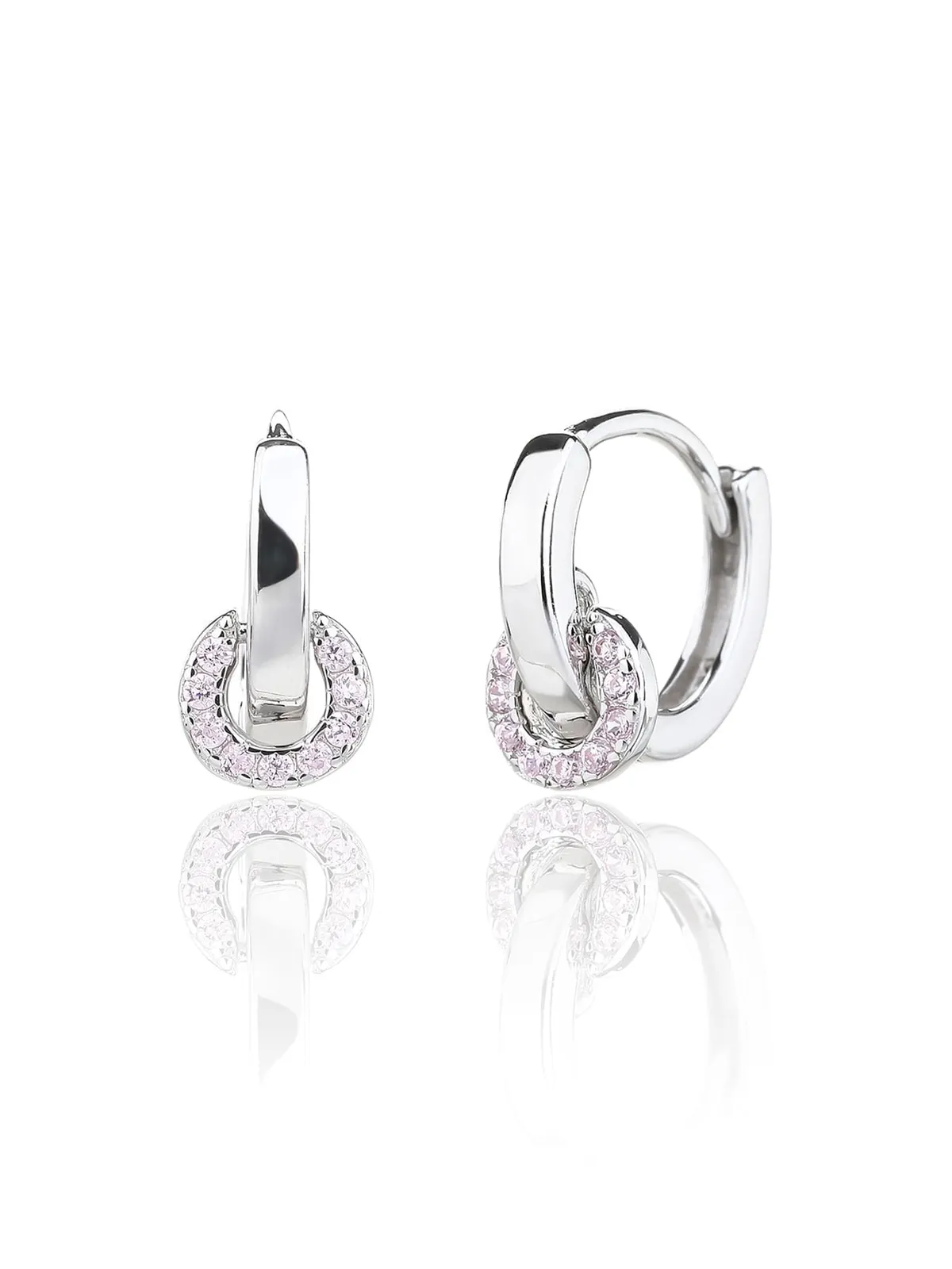Aros de plata con circonitas rosas 1