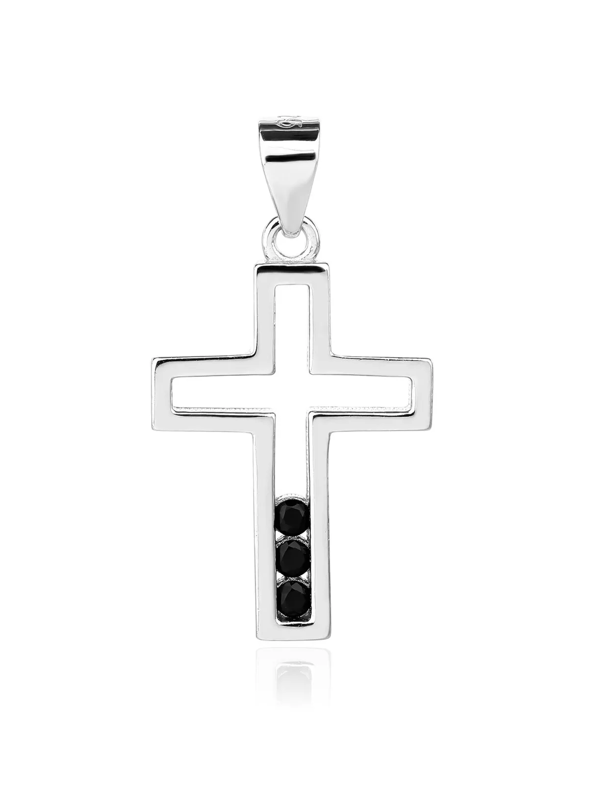 Colgante cruz con circonitas negras, plata de ley 925 con baño de rodio 1
