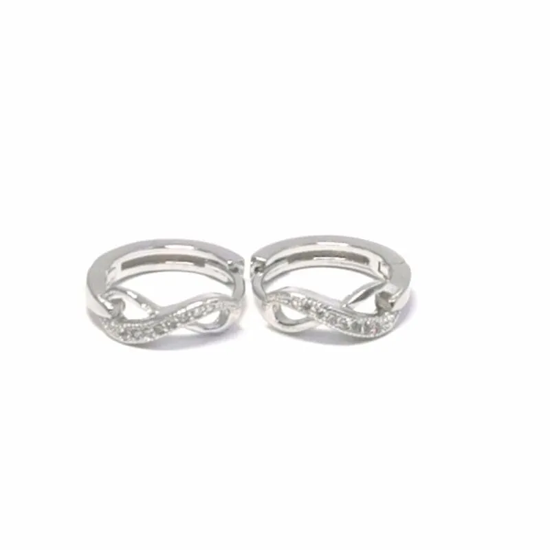 Pendientes de aro de plata con símbolo infinito y piedras 1