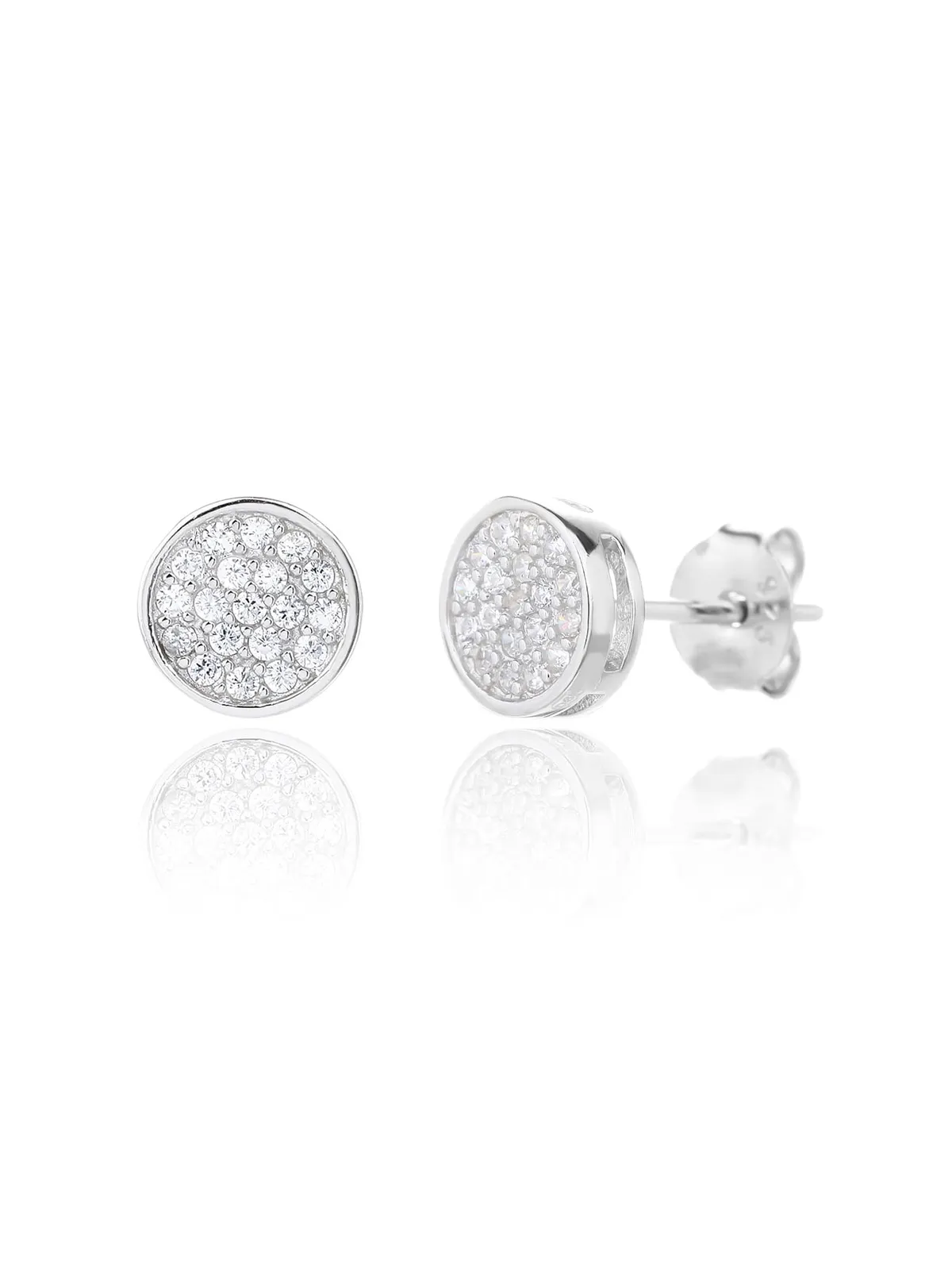 Pendientes de plata en forma de círculo con circonitas blancas 1
