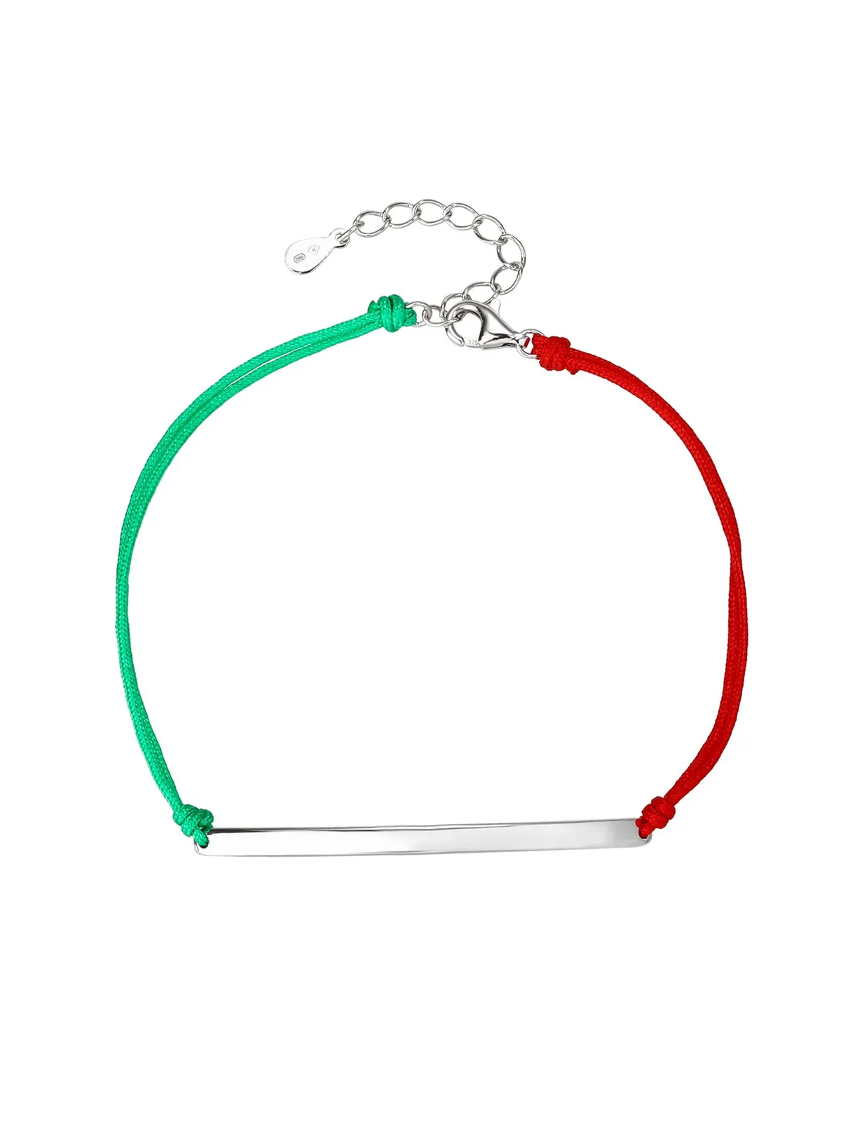 Nemzeti Licht – Trikolor zsinóros-Silber gravierbar Armband, AG 925, mit Rhodiumbeschichtung 1