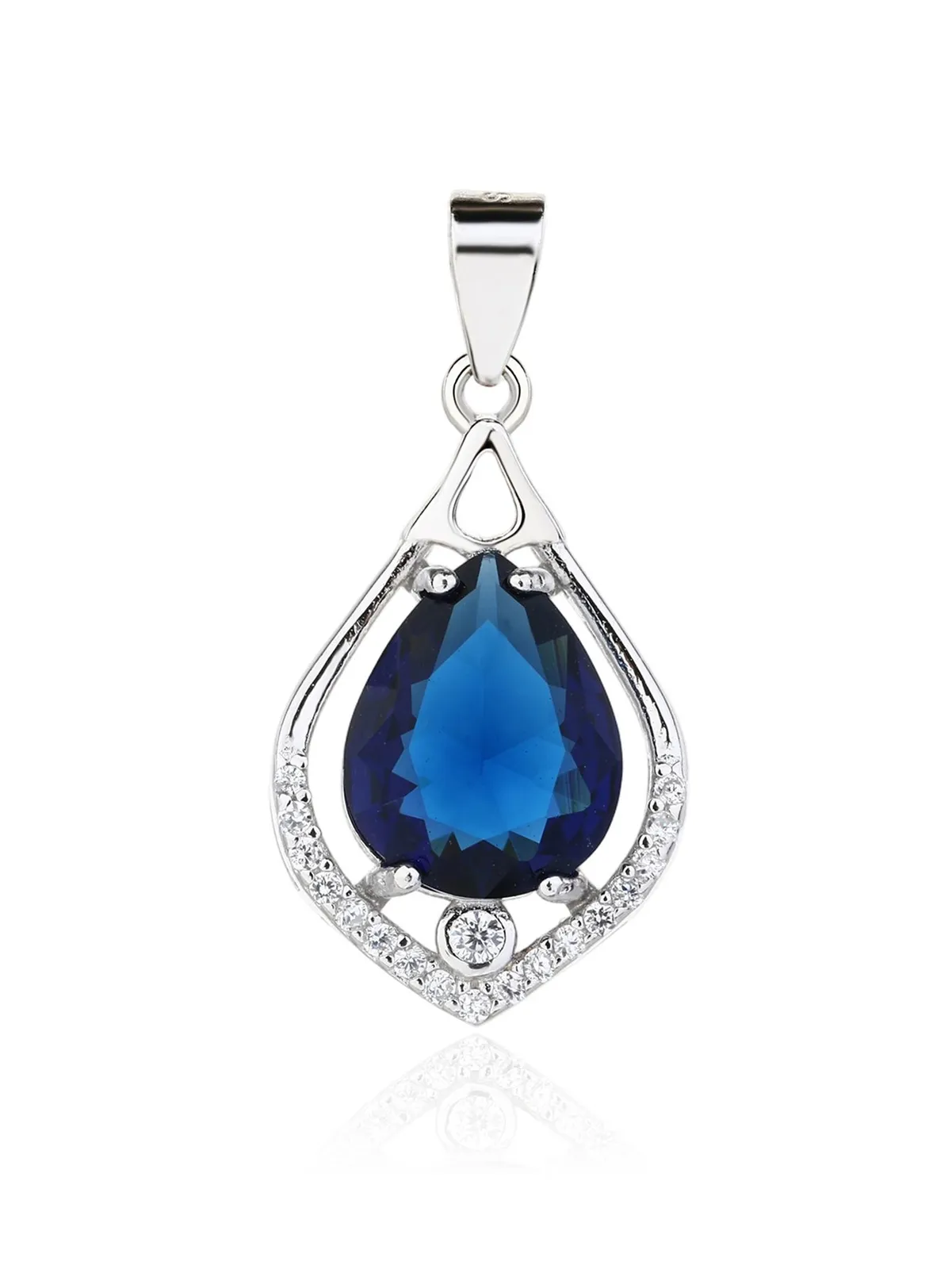 Colgante con circonitas azul oscuro, plata de ley 925 con baño de rodio 1