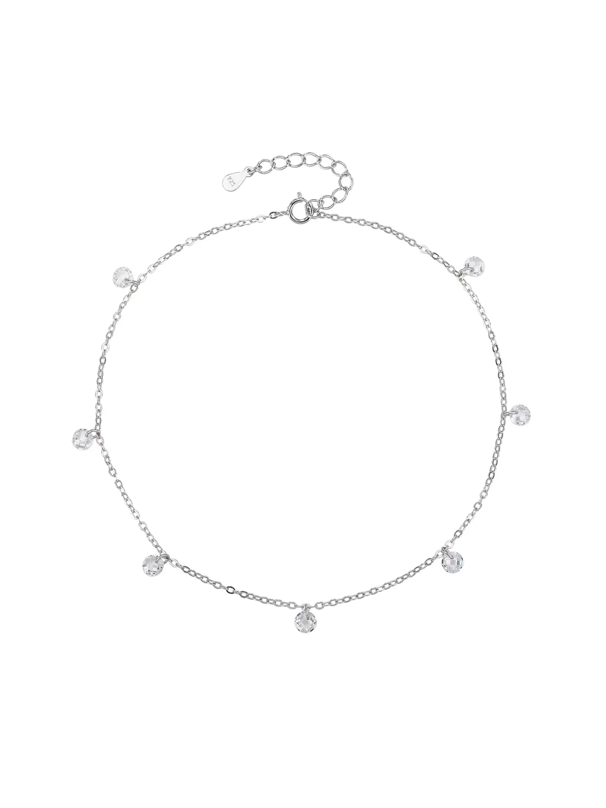 Tobillera de plata con circonitas blancas (24+4 cm) 1