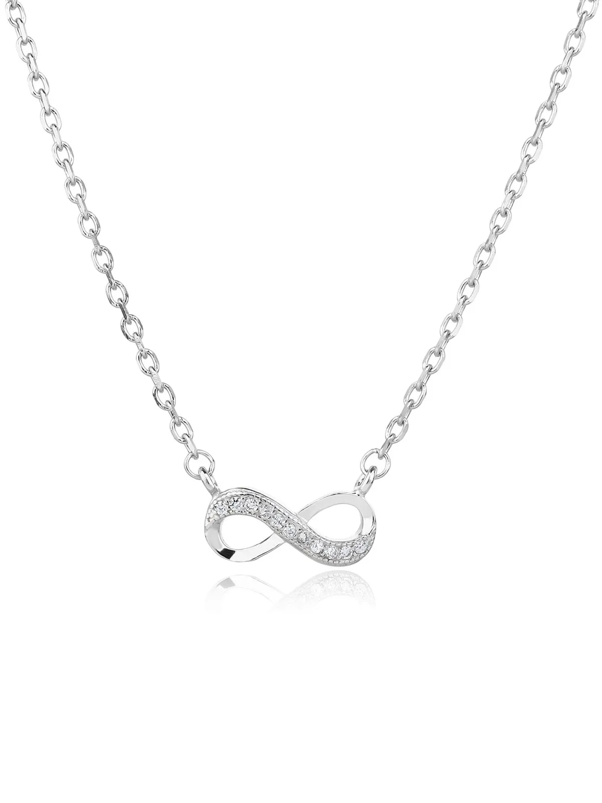 Collar con colgante infinito y circonitas, plata de ley 925 con baño de rodio (40+6 cm) 1
