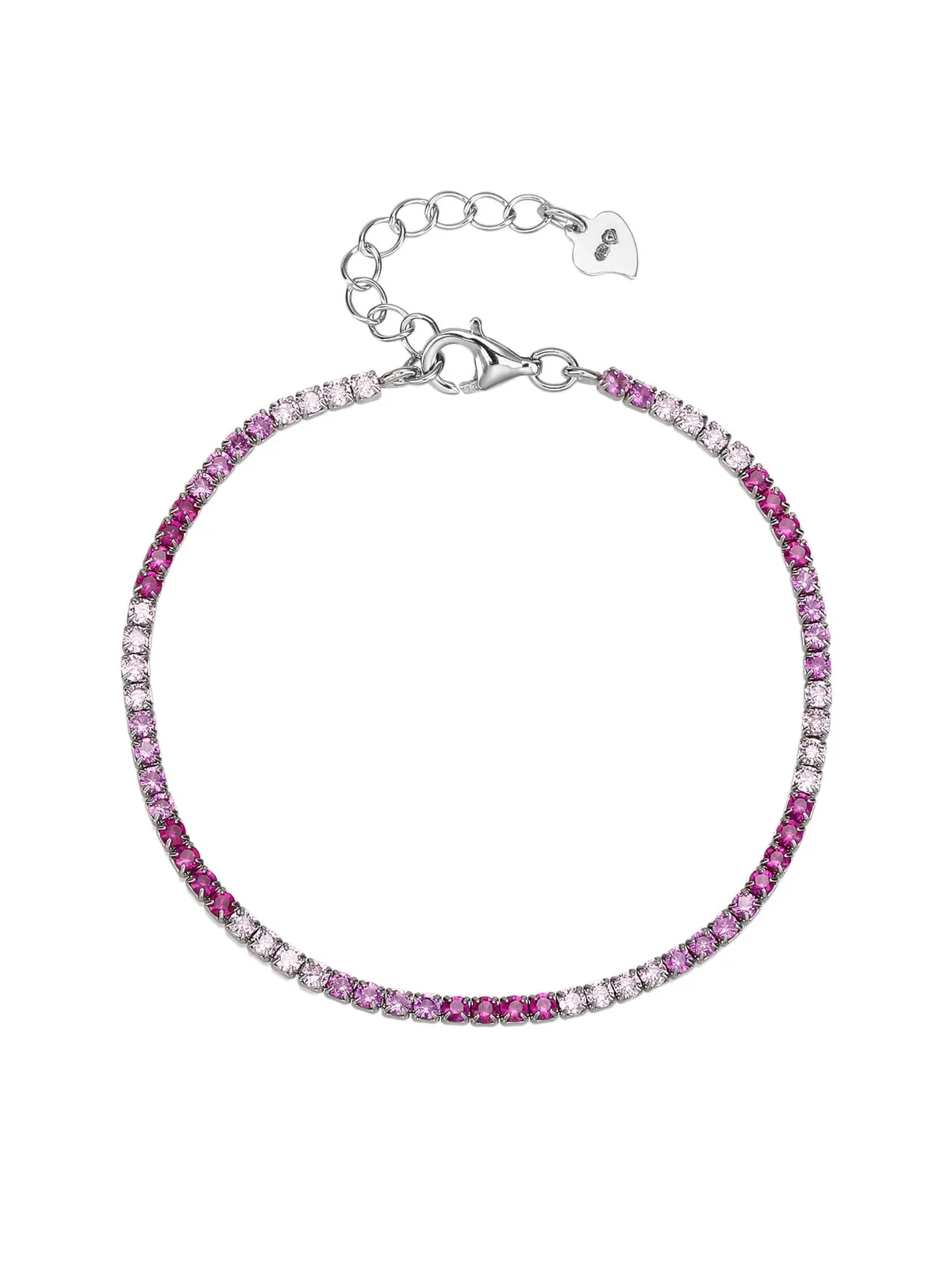 Pulsera tenis con circonitas rosas y blancas (16+4 cm) 1