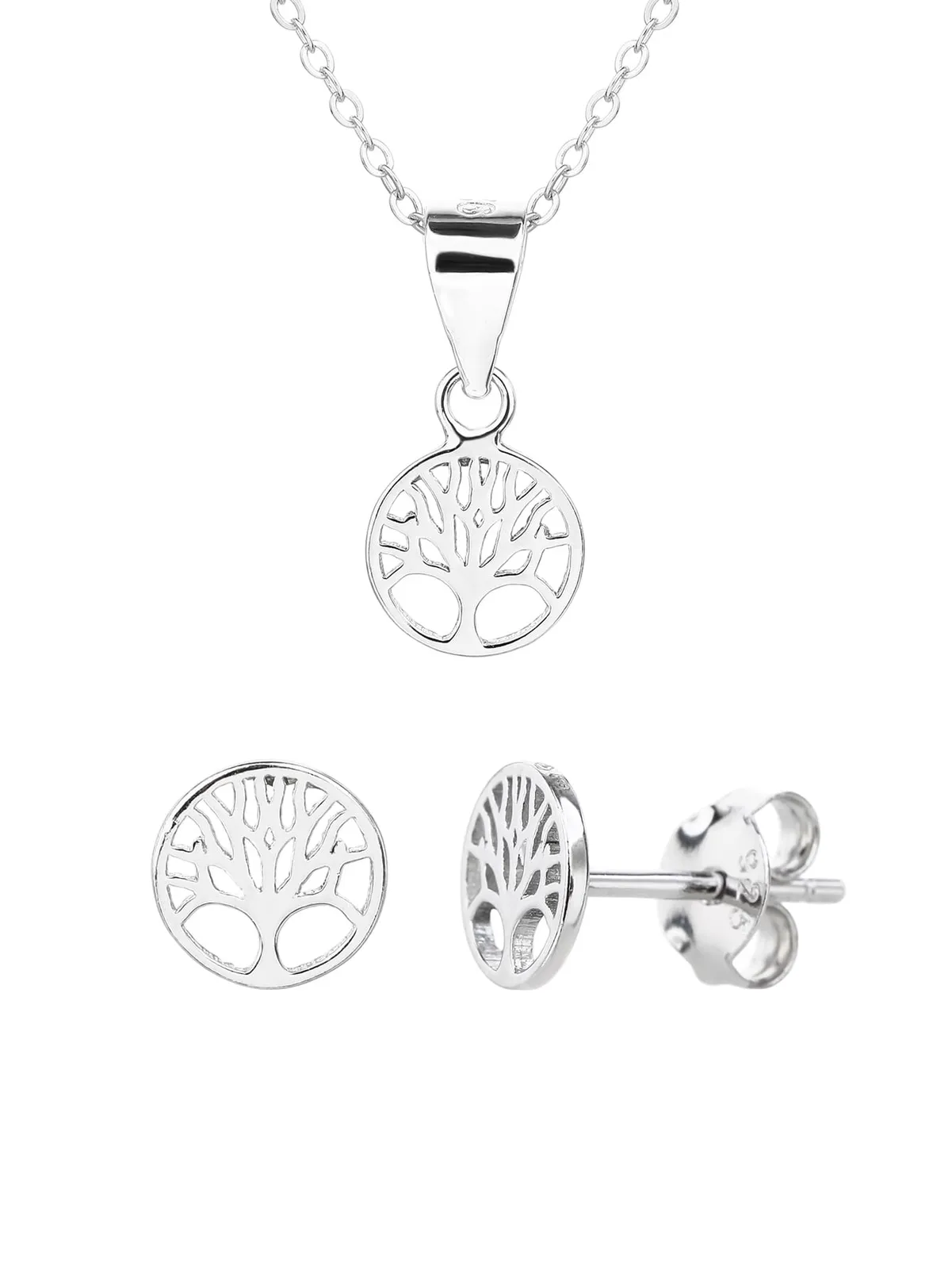 Silberner Lebensbaum-Anhänger und Ohrring-Set (ohne Kette) 1