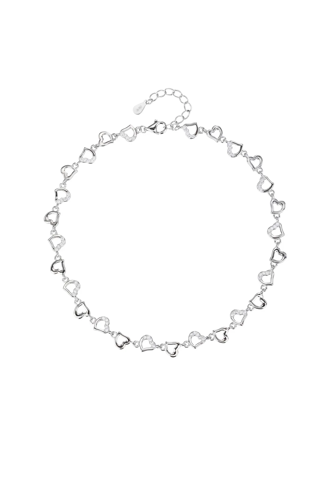 Heart pattern zirconia stone anklet - 24+4 cm 1