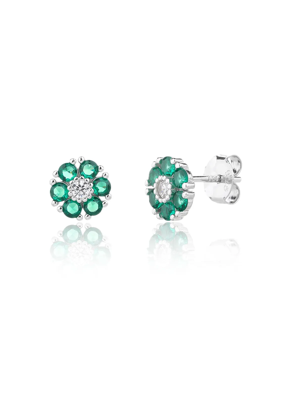 Zöld ezüst virág fülbevaló