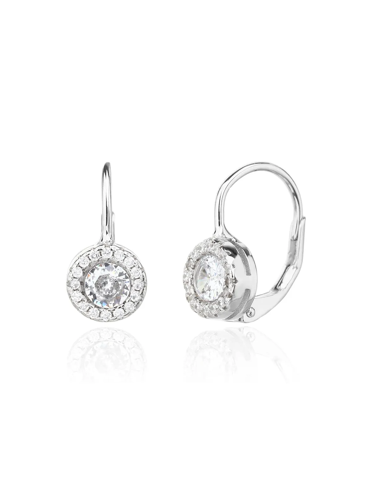 Pendientes de plata con circonitas blancas y baño de rodio 1