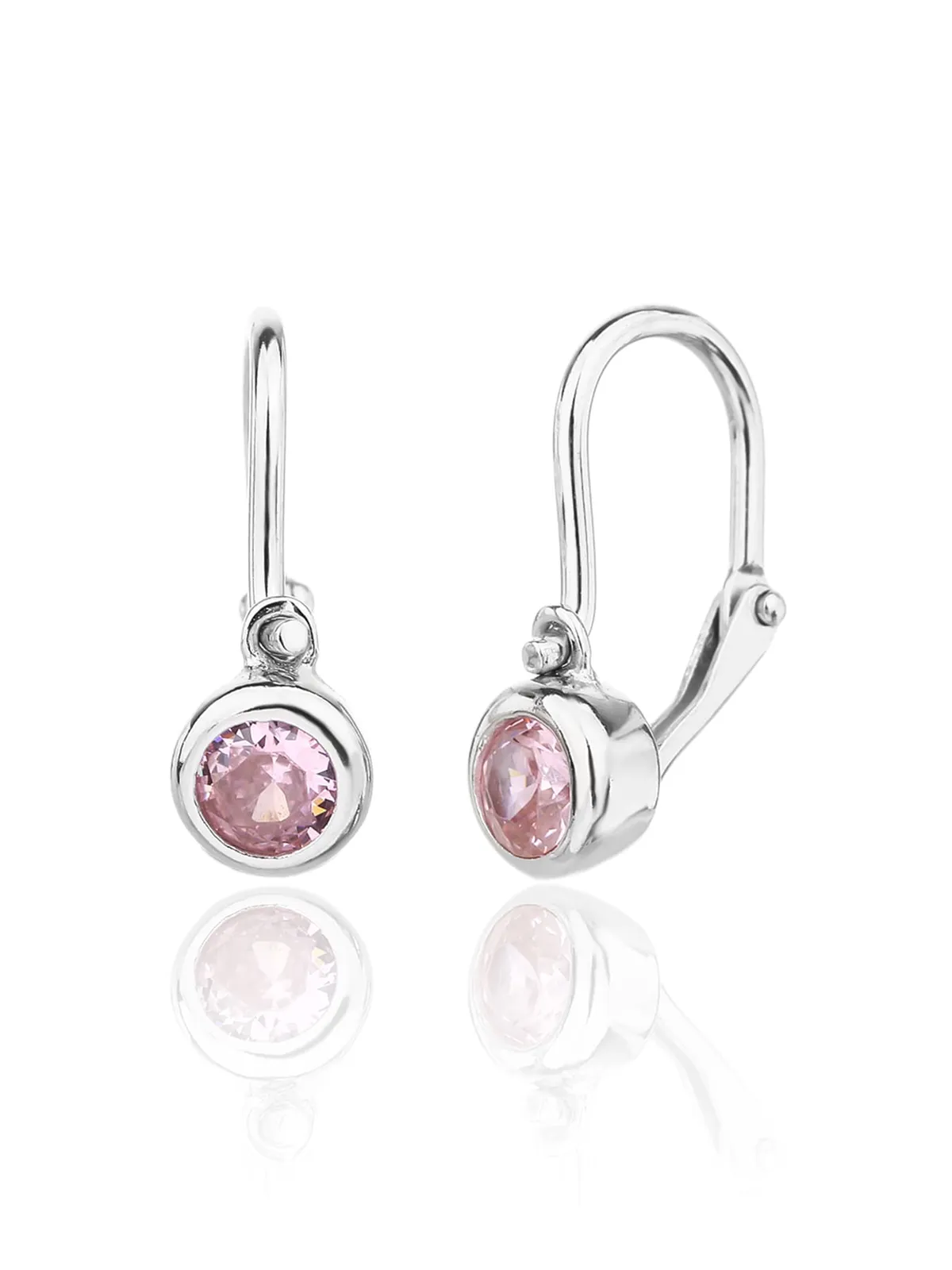 Rosa Stein Baby Ohrringe - Verschluss vorne mit 1 Stein 1