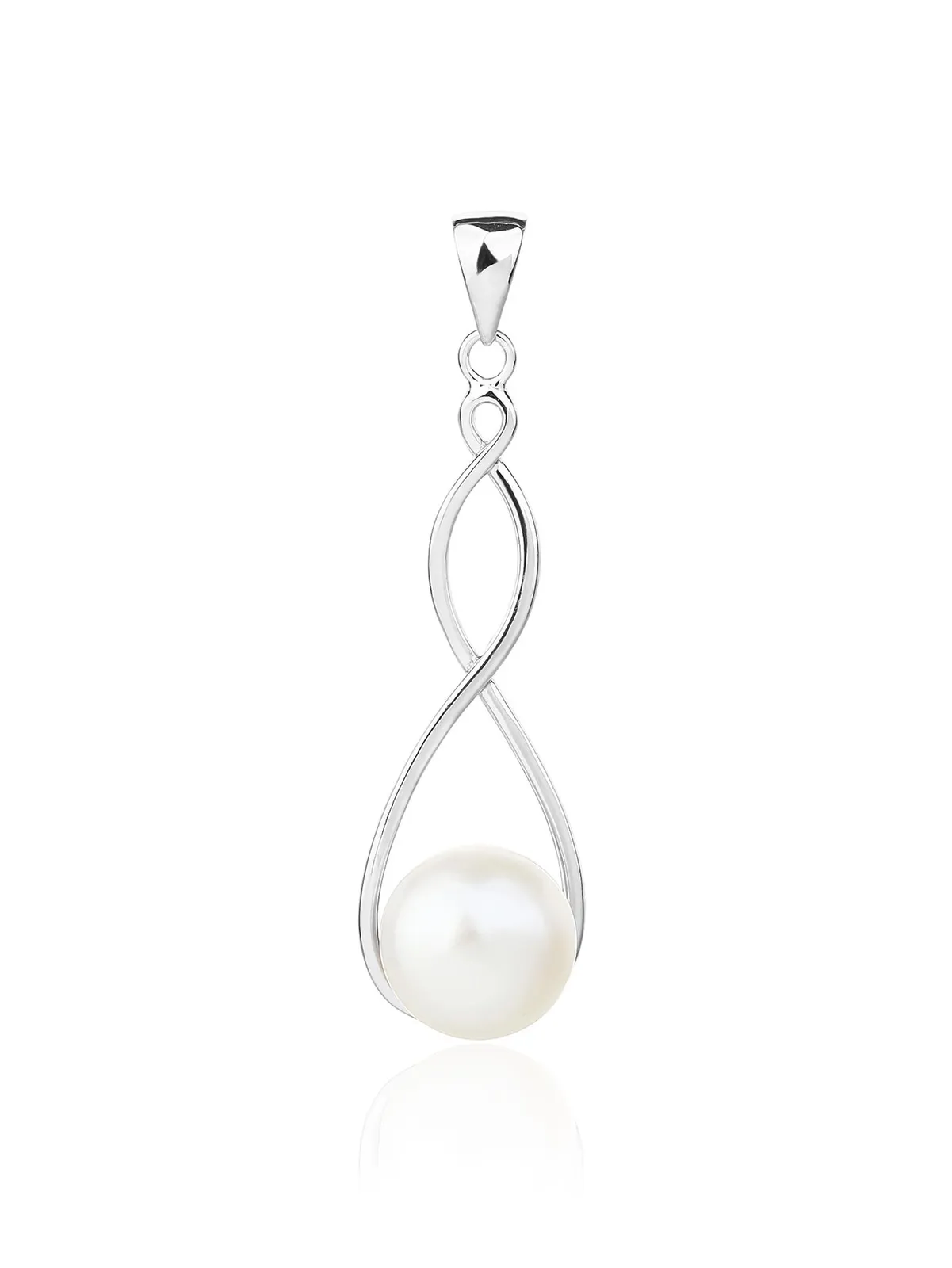 Colgante elegante de perla cultivada de agua dulce con diseño ondulado, plata de ley 925 con baño de rodio 1