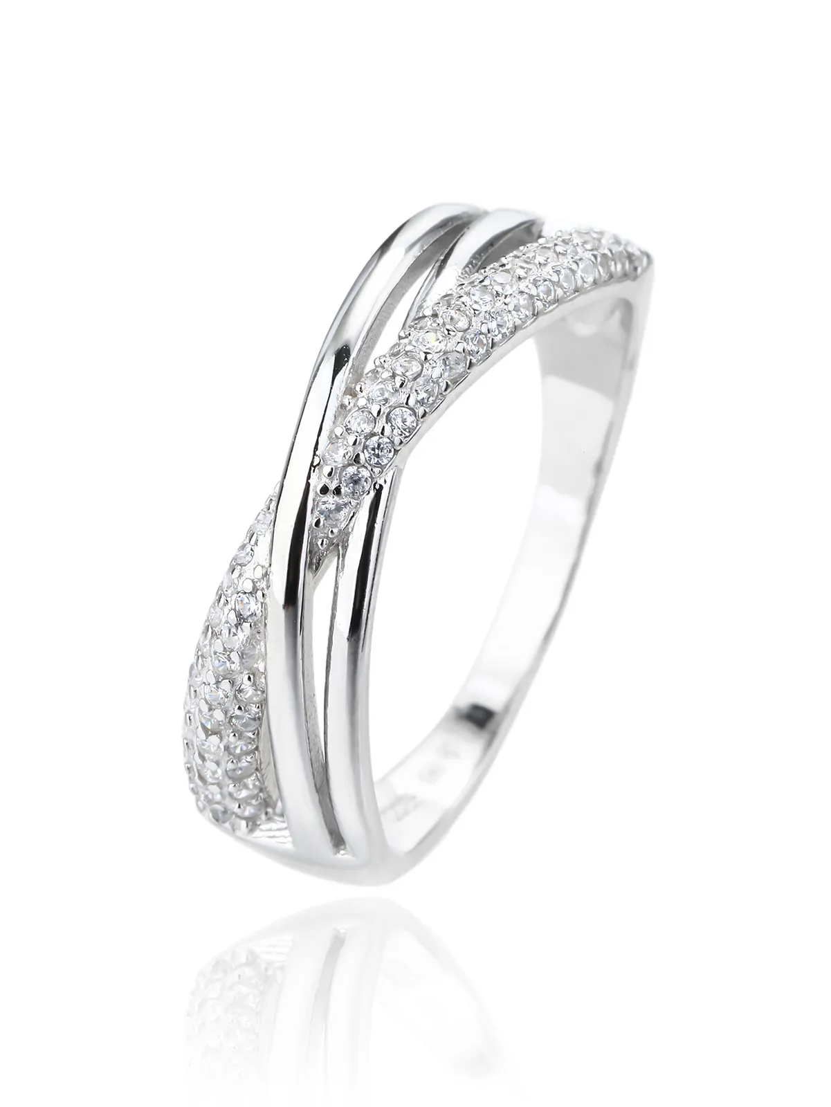 Anillo de diseño de plata con circonitas blancas en microengaste 1