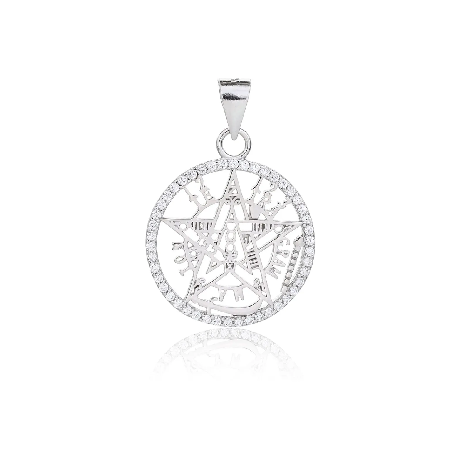 Silver pentagram pendant with sparkling cubic zirconia 1