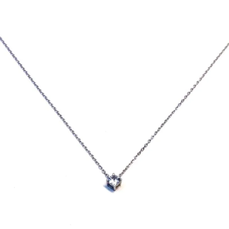 Silberne Kette weiß mit 1 Stein-Anhänger 1