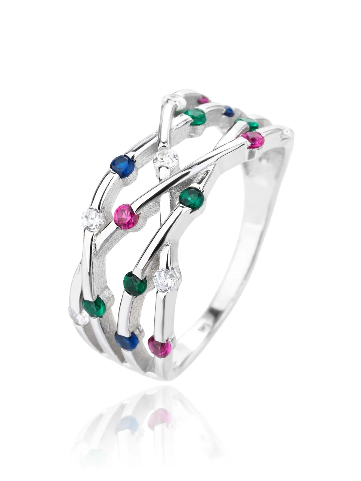 Anillo de plata con circonitas multicolor 1