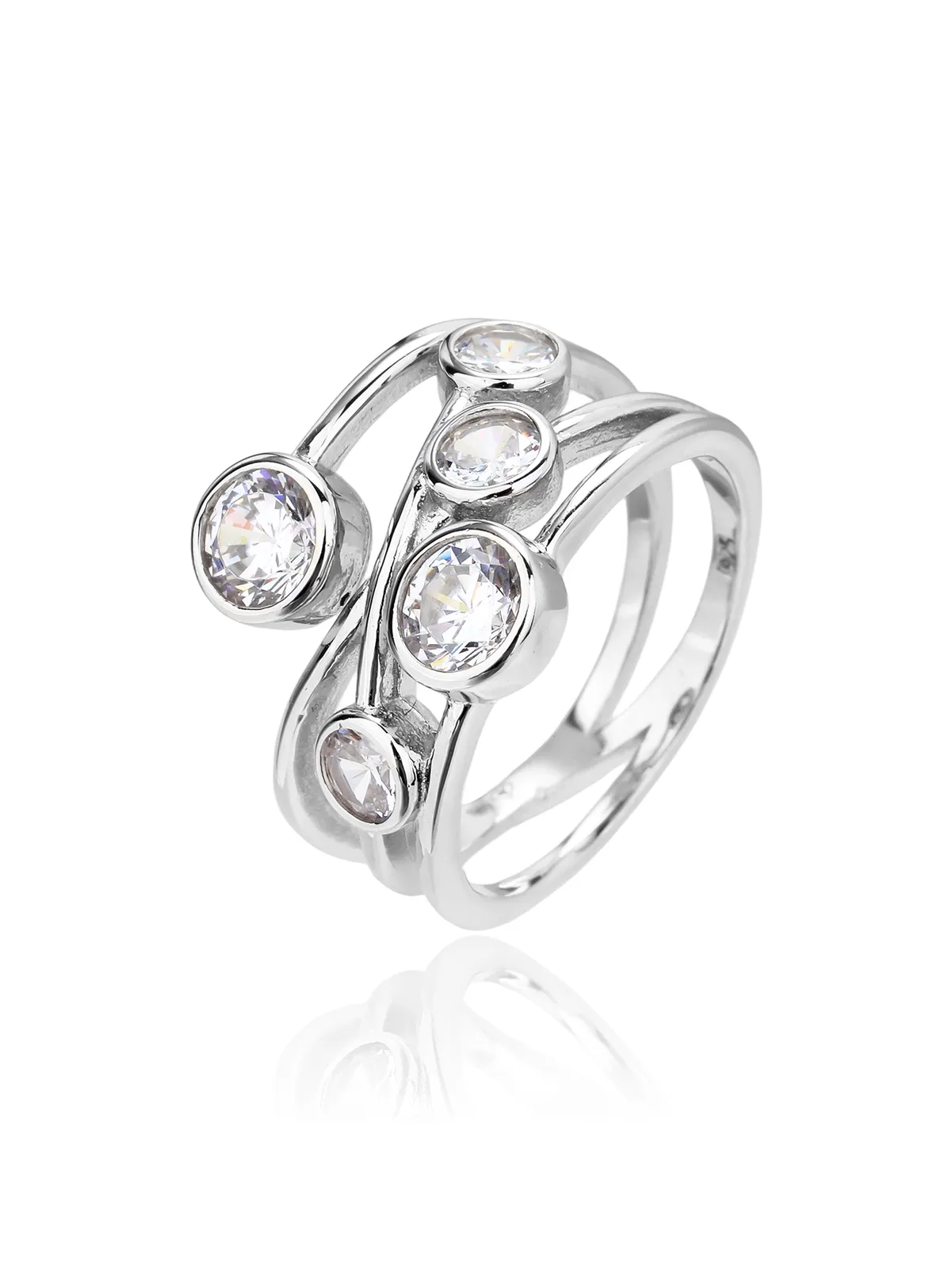 Anillo de plata de ley 925 con circonitas, con baño de rodio 1