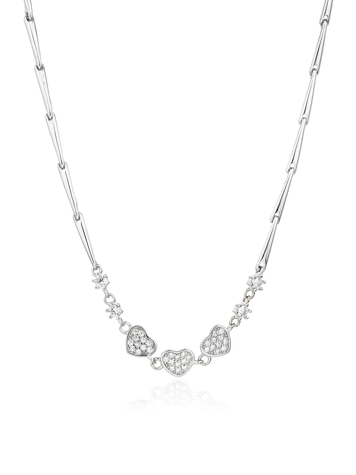Colier cu motiv inimă și zirconii (43,5+4 cm) 1