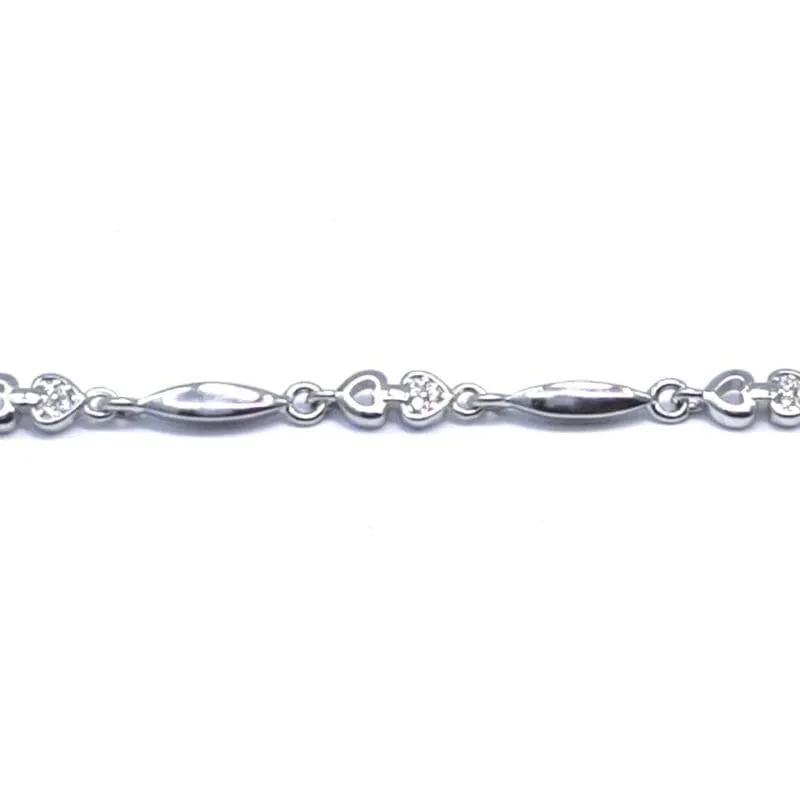 Silver double heart bracelet with stones 1