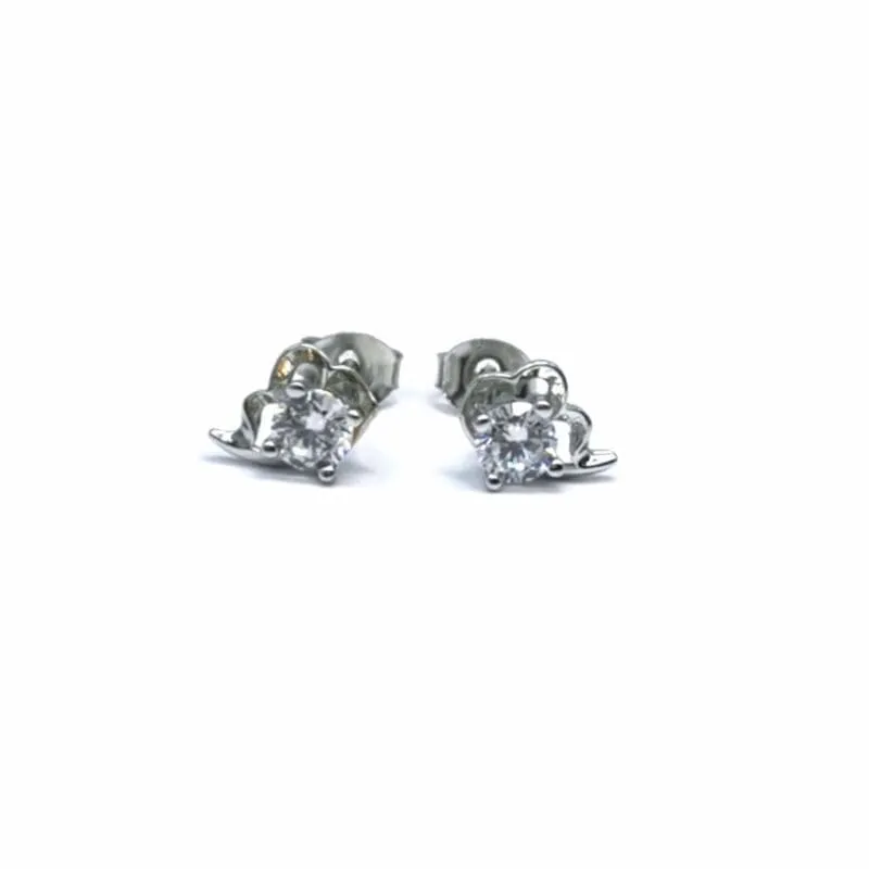 Weiße Stein Silber halbe Blume Ohrringe 1