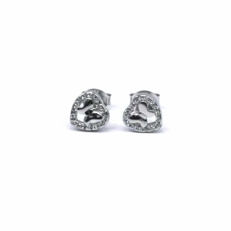 Pendientes de plata con corazón y mariposa 1