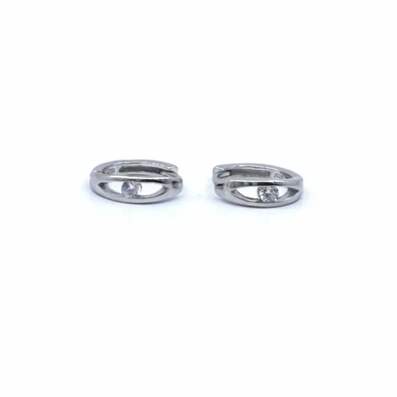 Aros pequeños de plata con piedras blancas 1