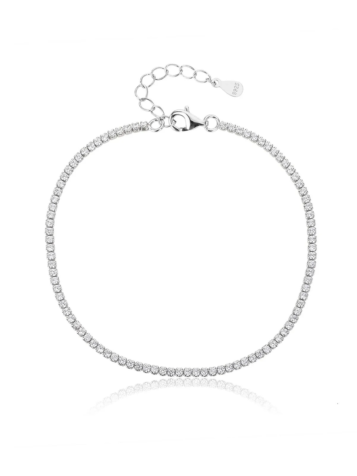 Brățară tenis cu zirconii, din argint 925 placat cu rodiu (16,5 + 3,5 cm) 1