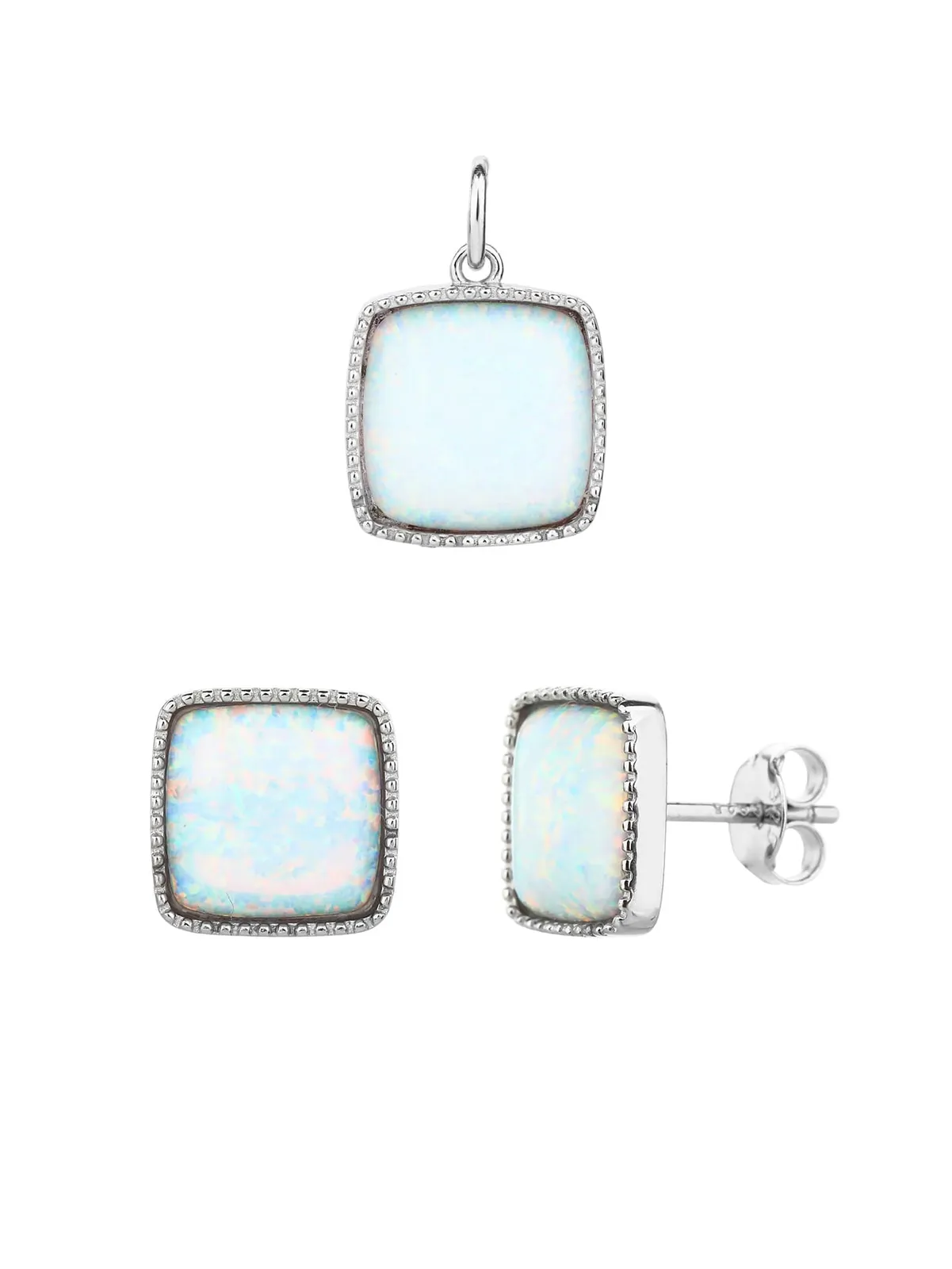 Light Blue Opal Jewel Set - AG 925 sterling silver, rhodium plated (without chain) 1